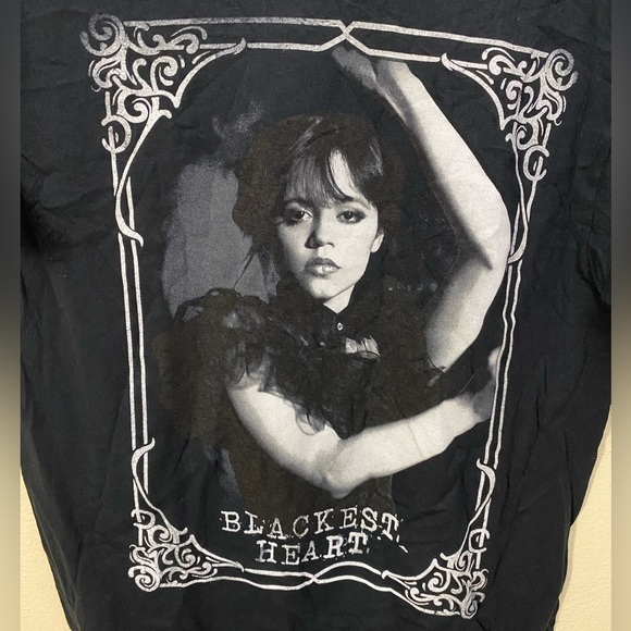 Wednesday Blackest Heart Tee by SPENCER’S Adult M Addams Family - Picture 2 of 5